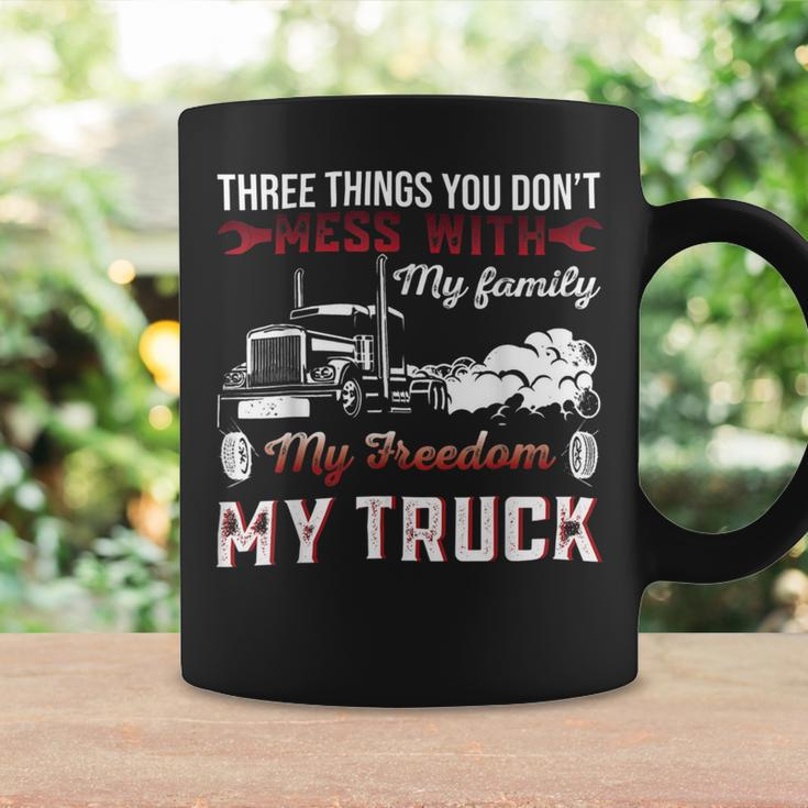 Trucker Trucker Dad Truck Driver Father Dont Mess With My Family Coffee Mug Gifts ideas