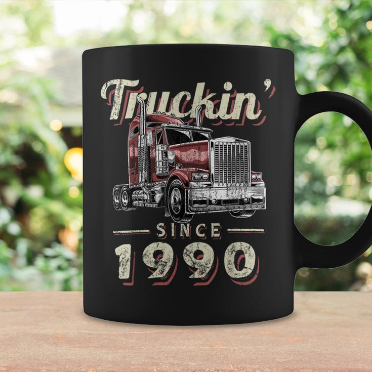 Trucker Truckin Since 1990 Trucker Big Rig Driver 32Nd Birthday Coffee Mug Gifts ideas