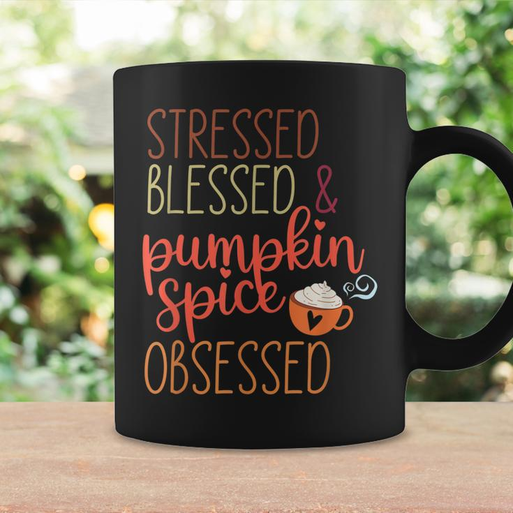 Vintage Stressed Blessed & Pumpkin Spice Obsessed Fall Coffee Mug Gifts ideas