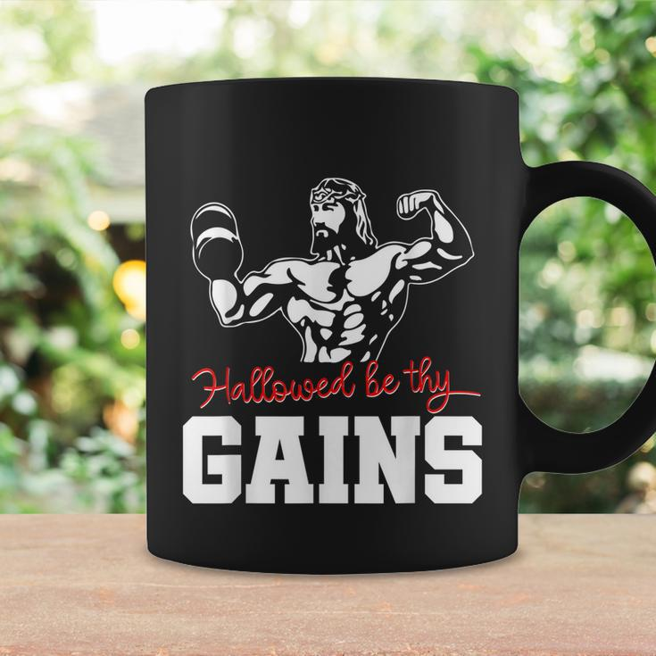 Weight Lifting Bodybuilding Hallowed Be Thy Gains Jesus Coffee Mug Gifts ideas