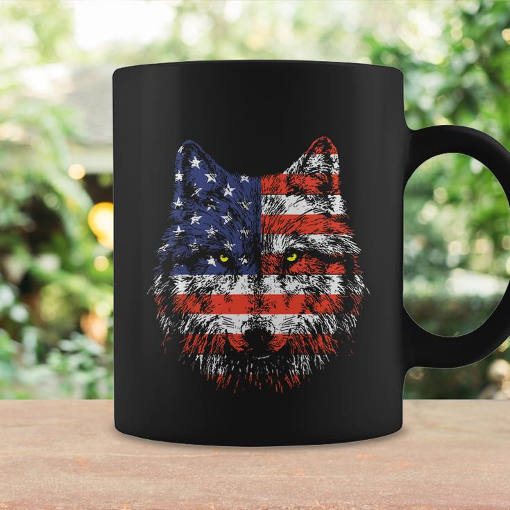 Wolf American Flag Usa 4Th Of July Patriotic Wolf Lover Coffee Mug Gifts ideas