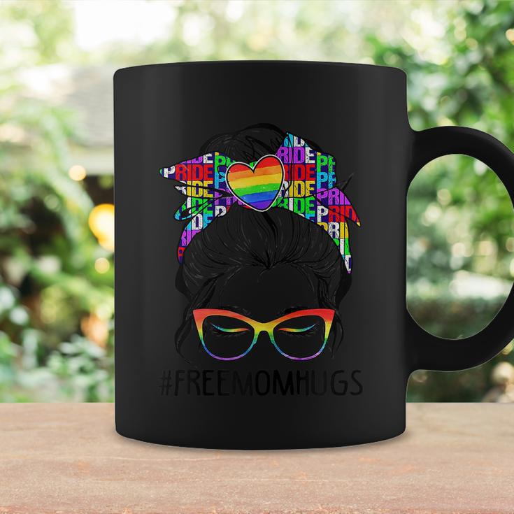 Womens Free Mom Hugs Messy Bun Lgbt Pride Coffee Mug Gifts ideas