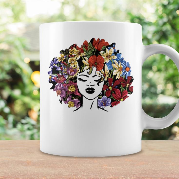 Afro Hair Natural Flowers Black HistoryJuneteenth Pride Coffee Mug Gifts ideas
