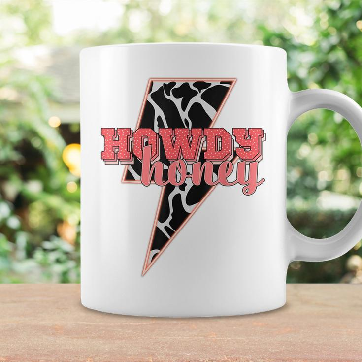 Desert Lightning Bolt Howdy Honey Cow Print Western Cowgirls Coffee Mug Gifts ideas