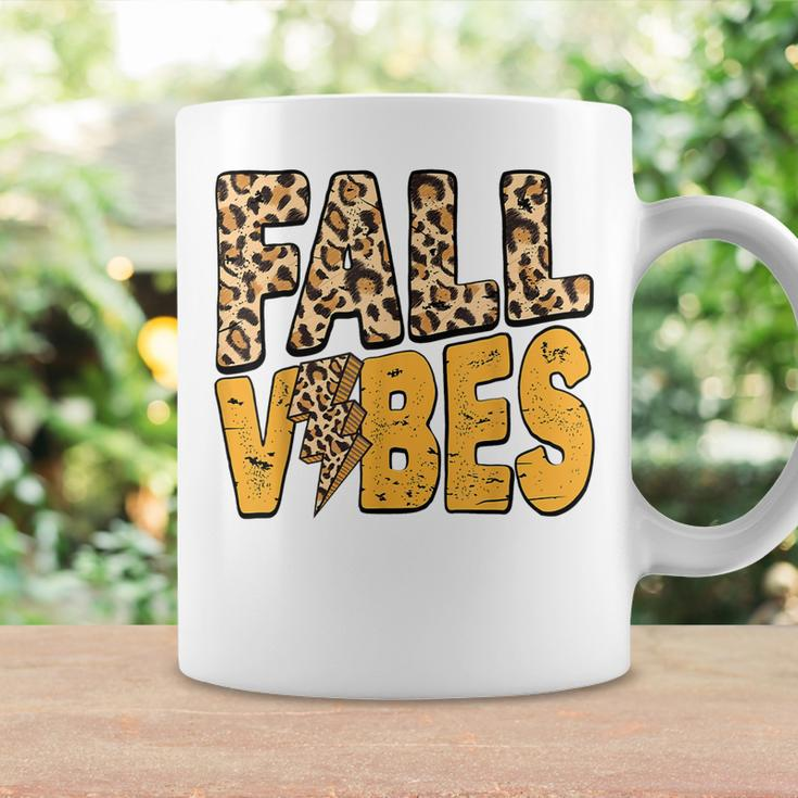 Distressed Fall Vibes Leopard Lightning Bolts In Fall Colors Coffee Mug Gifts ideas