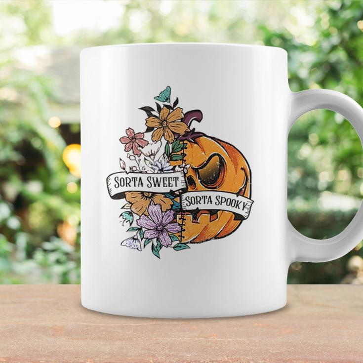 Halloween Sorta Sweet Sorta Spooky Pumpkin Floral Coffee Mug Gifts ideas