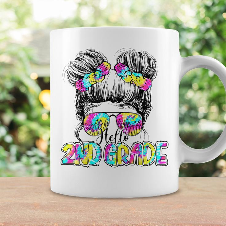 Hello 2Nd Grade Tie Dye Messy Bun Hair Kids Back To School Coffee Mug Gifts ideas