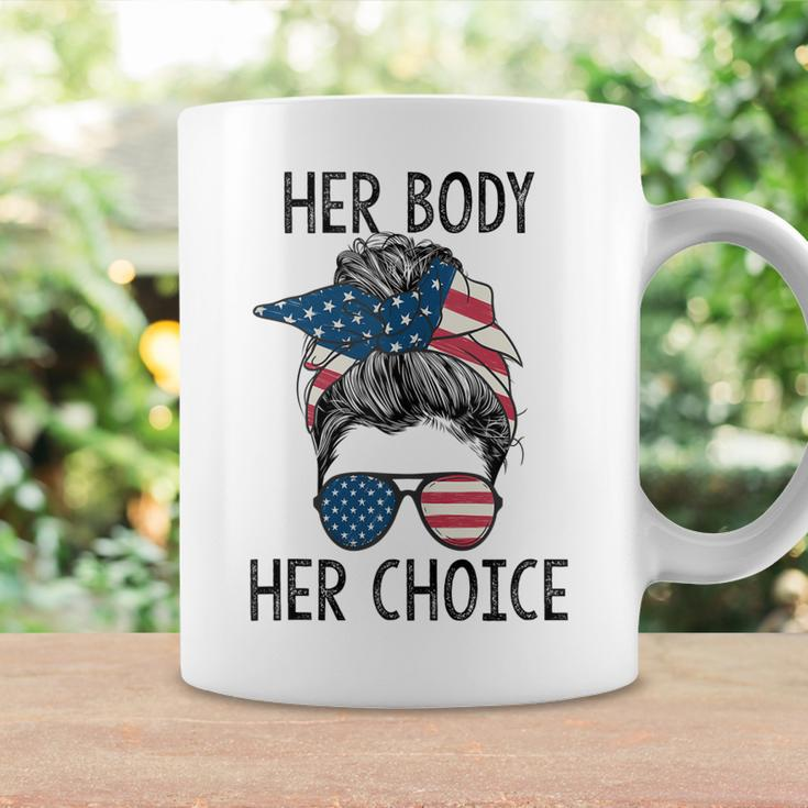 Her Body Her Choice Messy Bun Us Flag Feminist Pro Choice Coffee Mug Gifts ideas