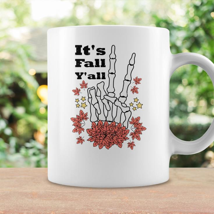 Its Fall Yall Autumn Skeleten Hand Coffee Mug Gifts ideas