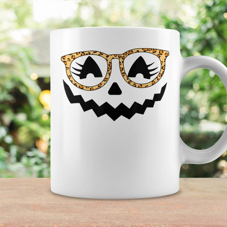 Jack O Lantern Face Pumpkin Halloween Leopard Print Glasses V5 Coffee Mug Gifts ideas