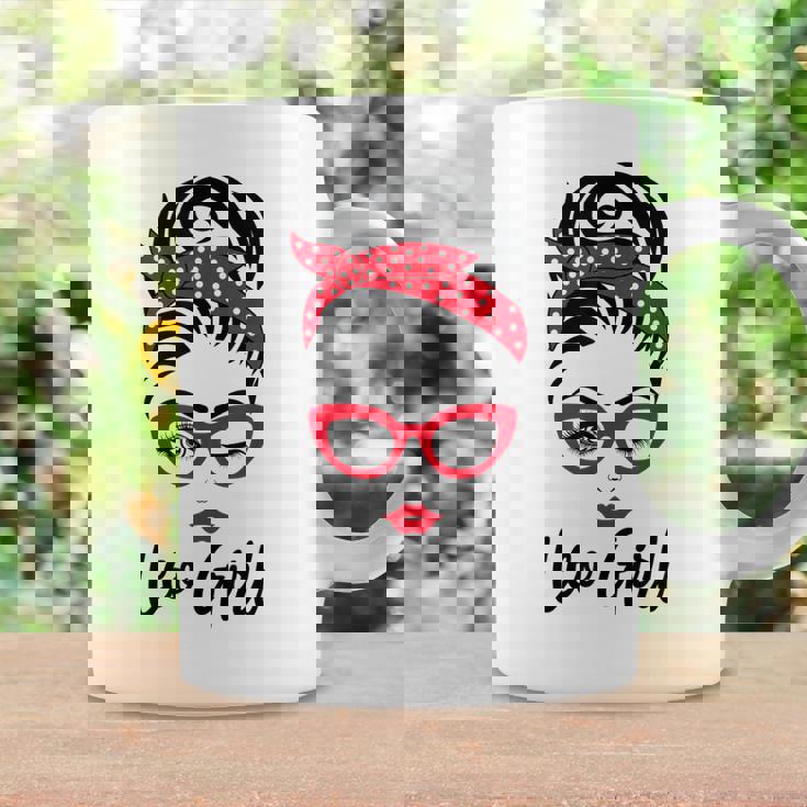 Leo Girl Messy Bun Leopard Bandana July Zodiac Sign Birthday Coffee Mug Gifts ideas
