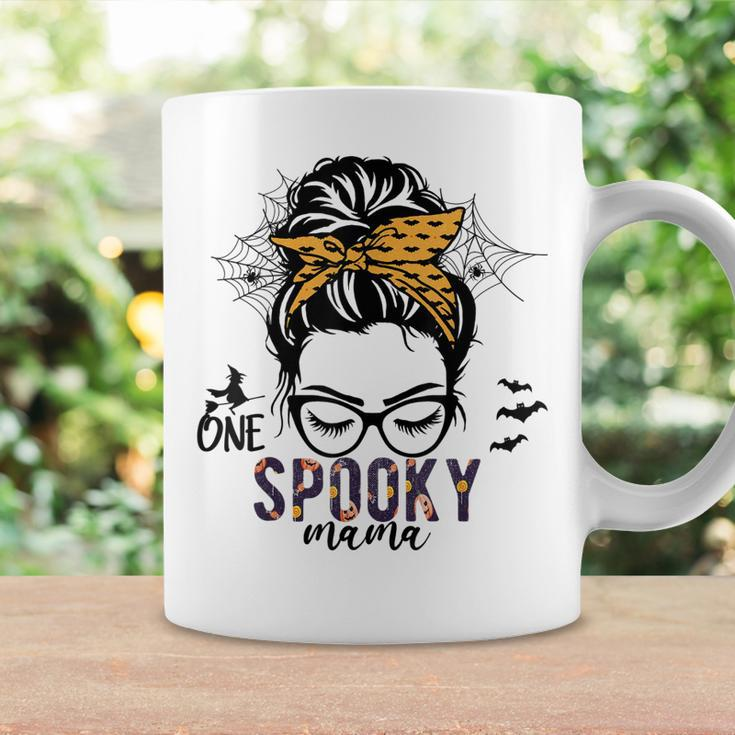 Messy Bun Hair Halloween One Spooky Mama For Mom Women Coffee Mug Gifts ideas
