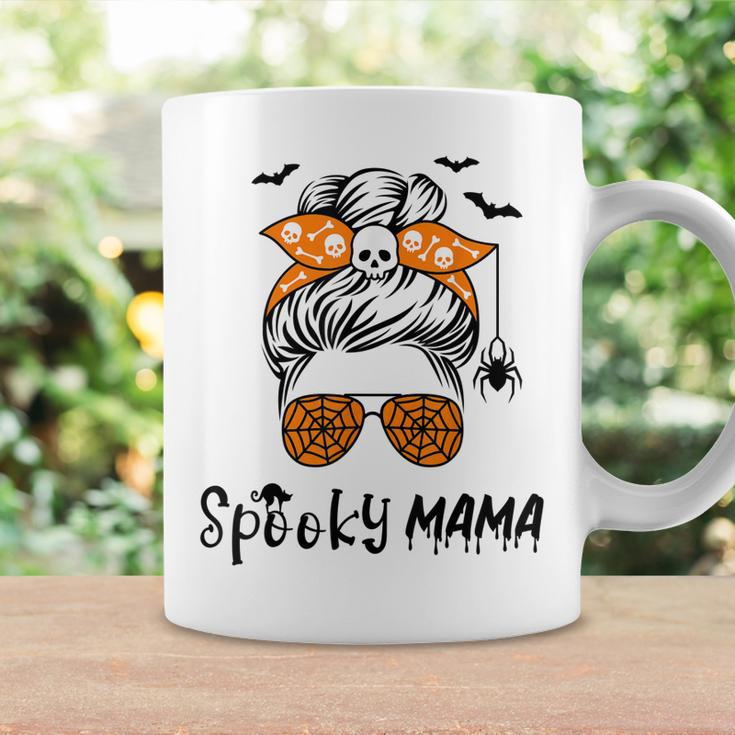 Messy Bun Spooky Mama Mom Funny Halloween Costume Skull Coffee Mug Gifts ideas