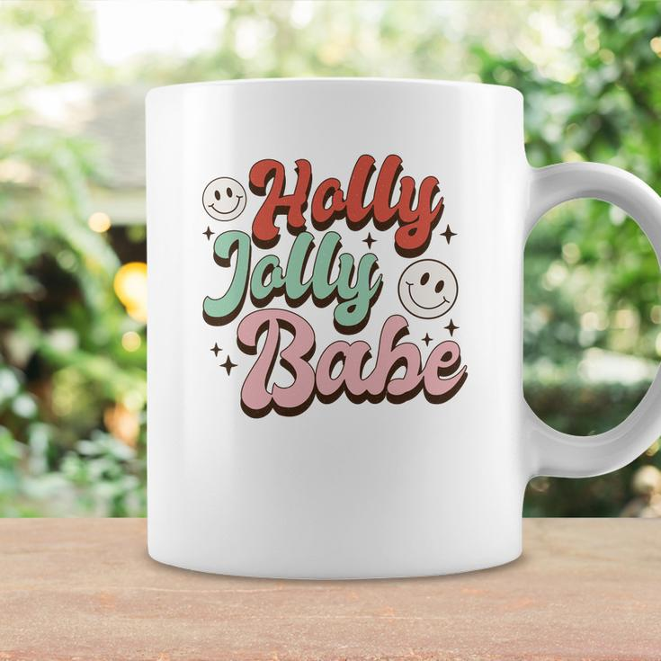 Retro Christmas Holly Jolly Babe Smiley Face Vintage Christmas Coffee Mug Gifts ideas