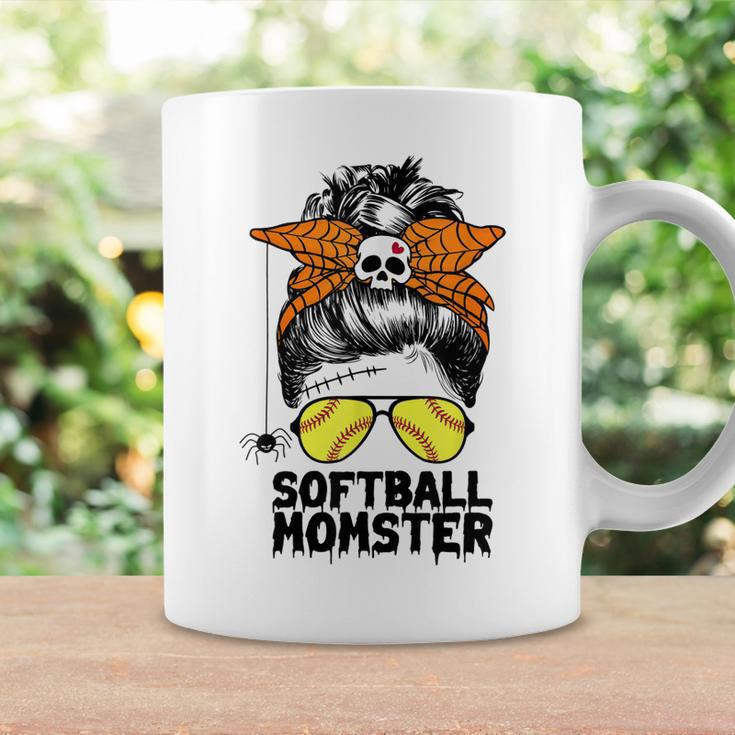 Softball Mom Life Messy Bun Halloween Women Softball Momster Coffee Mug Gifts ideas
