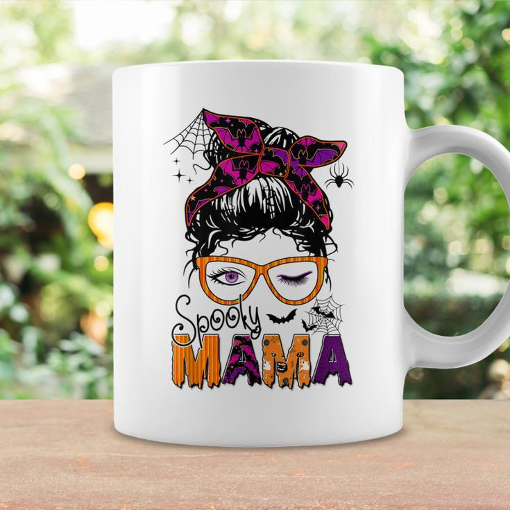 Spooky Mama Messy Bun Mom Life Halloween Costume Coffee Mug Gifts ideas