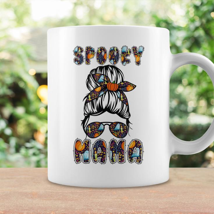Spooky Mama Scary Halloween Messy Hair Bun Mothers Coffee Mug Gifts ideas