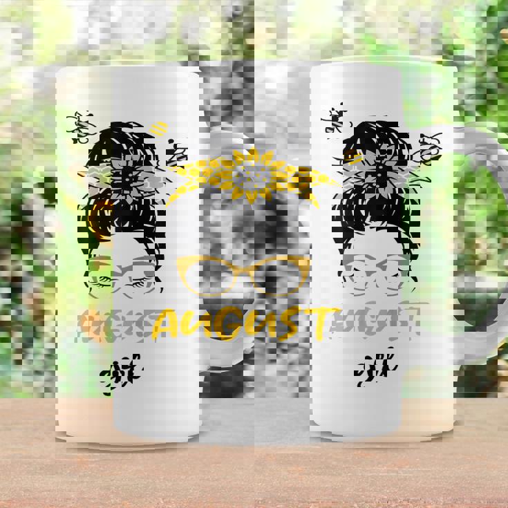 Womens August Girl Birthday Cute Messy Bun Bees Gifts Coffee Mug Gifts ideas