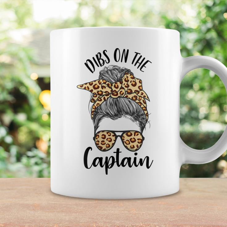 Womens Funny Captain Wife Dibs On The Captain Saying Cute Messy Bun Coffee Mug Gifts ideas