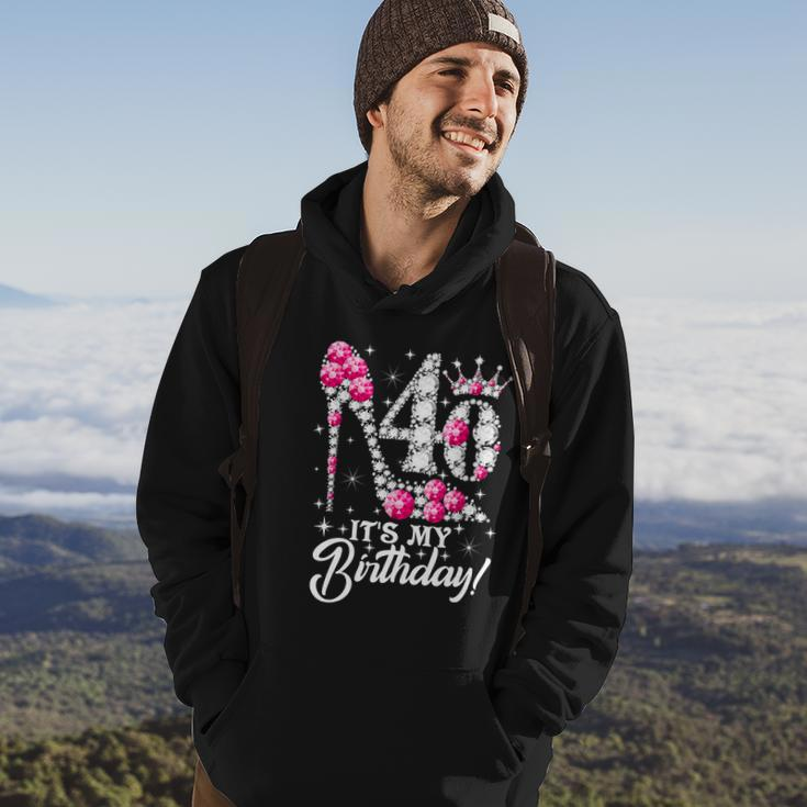 40 Years Old Its My 40Th Cool Gift Birthday Funny Pink Diamond Shoes Gift Hoodie Lifestyle