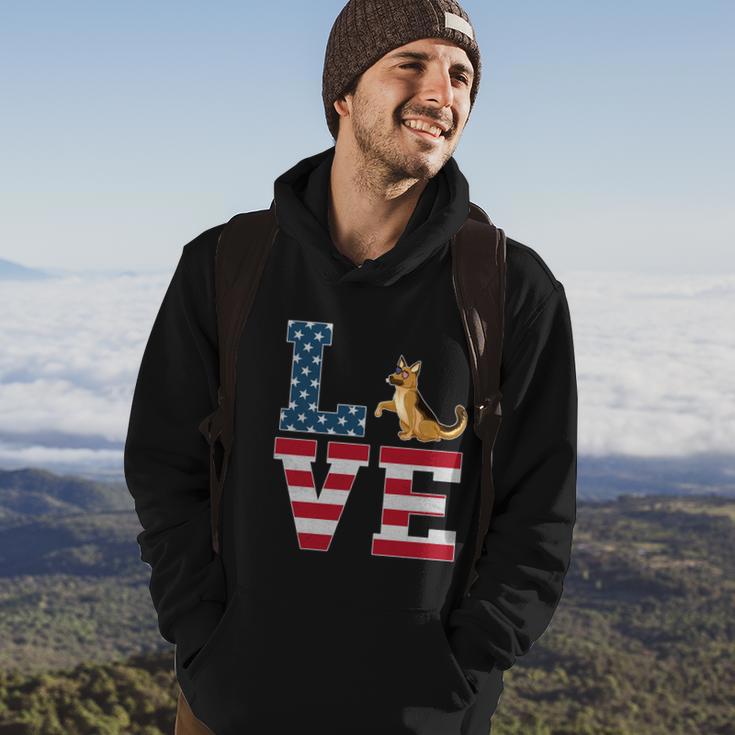 4Th Of July Patriotic Love German Shepherd Dog American Flag Gift Hoodie Lifestyle