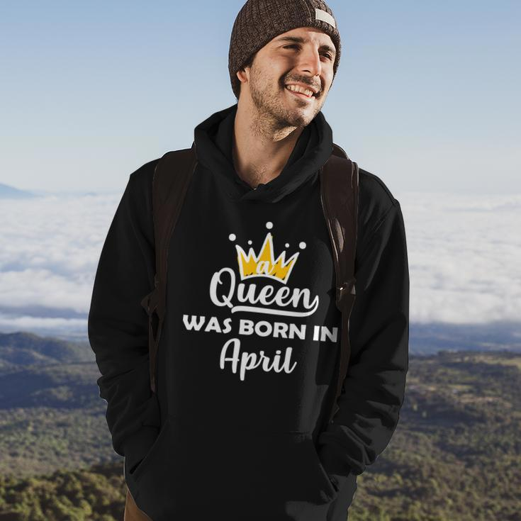 A Queen Was Born In April Birthday Graphic Design Printed Casual Daily Basic Hoodie Lifestyle