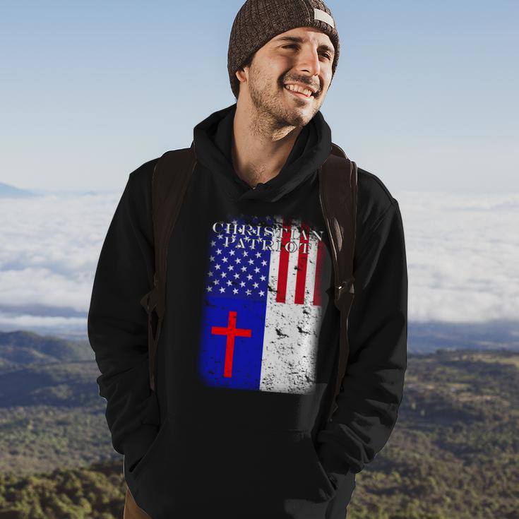 American Christian Patriot Red Cross Hoodie Lifestyle