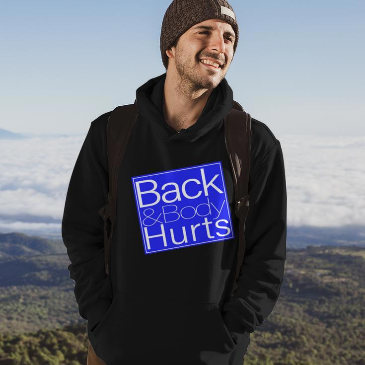 Back And Body Hurts Blue Logo Hoodie Lifestyle