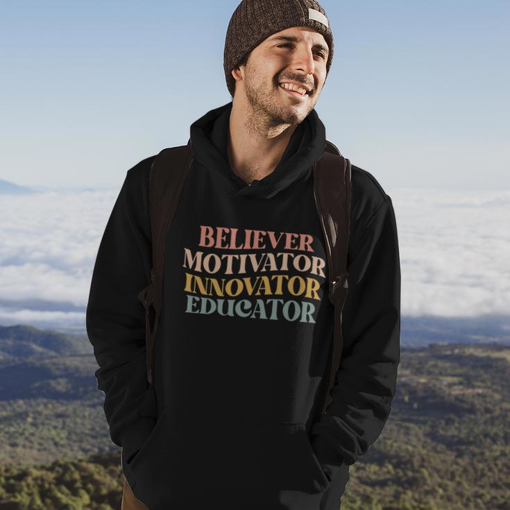 Believer Motivator Innovator Educator Retro Sarcasm Design Gift Hoodie Lifestyle