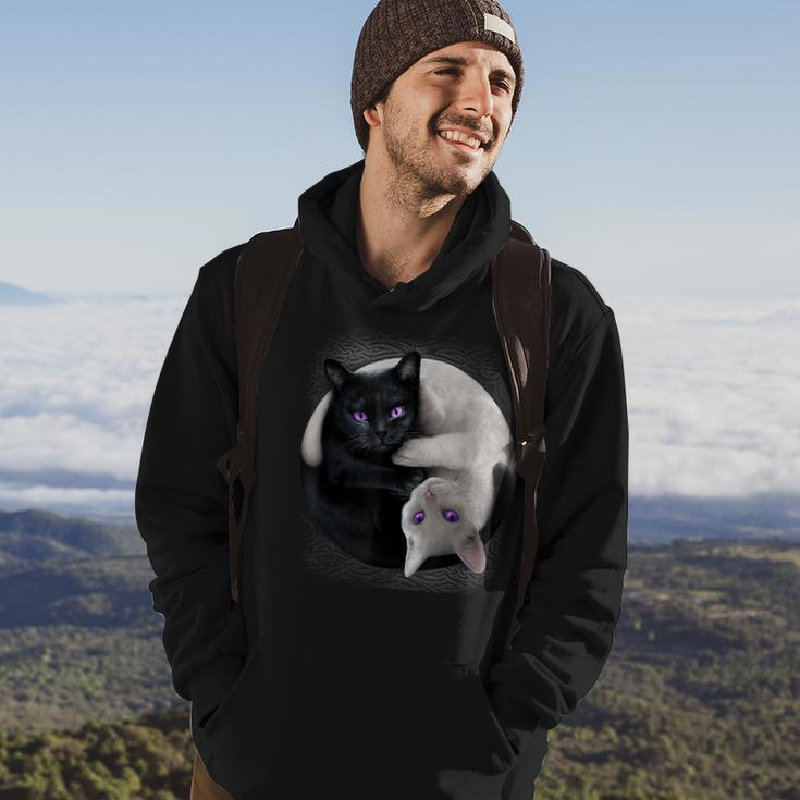 Black Cat And White Cat Yin And Yang Halloween For Men Women Hoodie Lifestyle