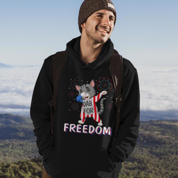 Cat Dabbing Fireworks Freedom 4Th Of July Cat Hoodie Lifestyle