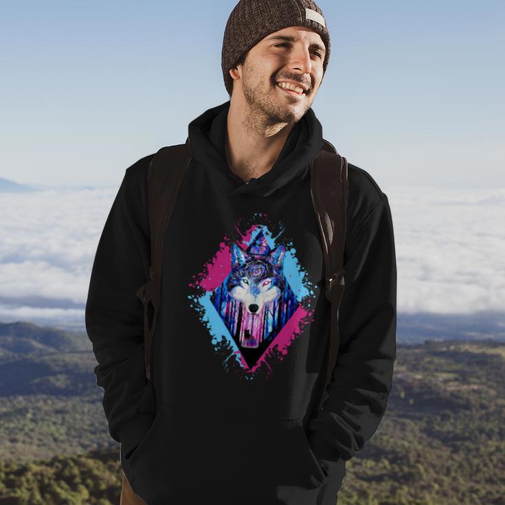 Colorful Wolf Painting Wolves Lover Hoodie Lifestyle