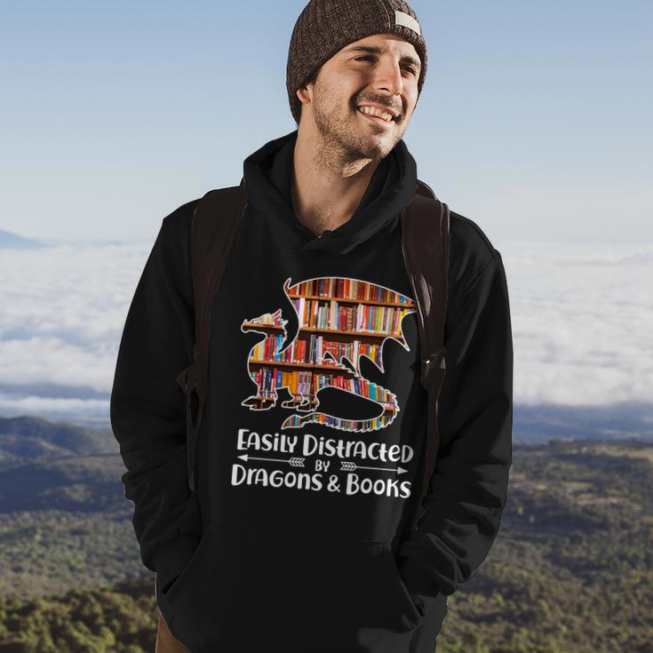 Easily Distracted By Dragons And Books V2 Hoodie Lifestyle