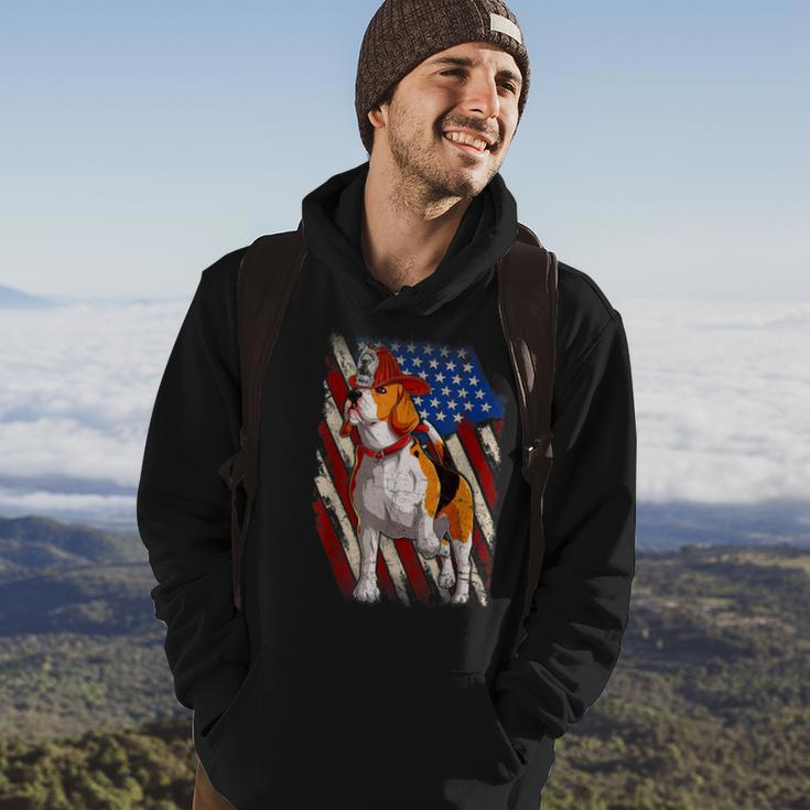 Firefighter Funny Firefighter Beagle 4Th Of July Vingtage V2 Hoodie Lifestyle
