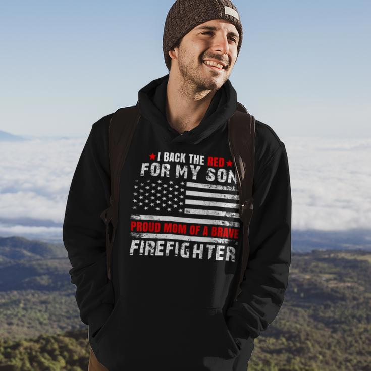 Firefighter Proud Mom Of Firefighter Son I Back The Red For My Son V2 Hoodie Lifestyle