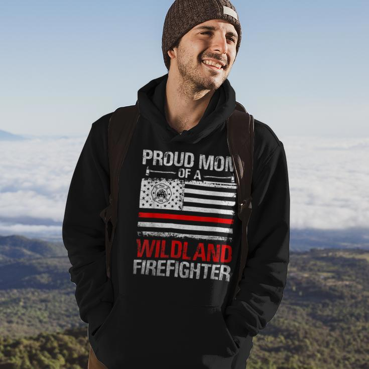 Firefighter Red Line Flag Proud Mom Of A Wildland Firefighter Hoodie Lifestyle