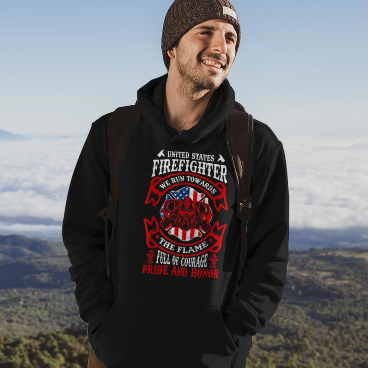 Firefighter United States Firefighter We Run Towards The Flames Firemen _ V4 Hoodie Lifestyle