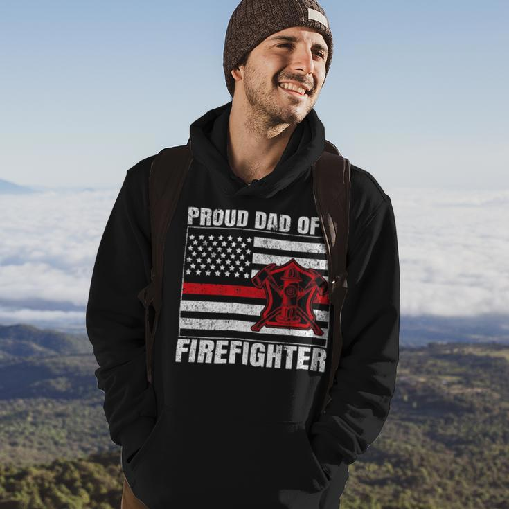Firefighter Vintage Usa Flag Proud Dad Of A Firefighter Fathers Day Hoodie Lifestyle