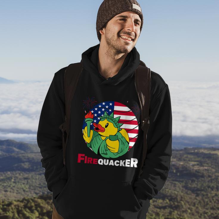 Funny Fourth Of July Usa Patriotic Firecracker Rubber Duck Funny Gift Hoodie Lifestyle
