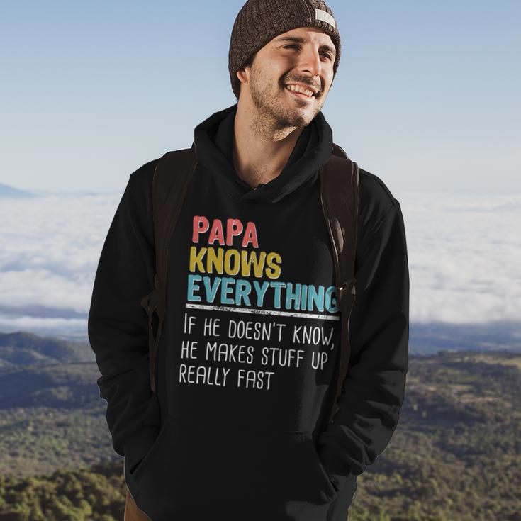 Funny Papa Knows Everything Hoodie Lifestyle