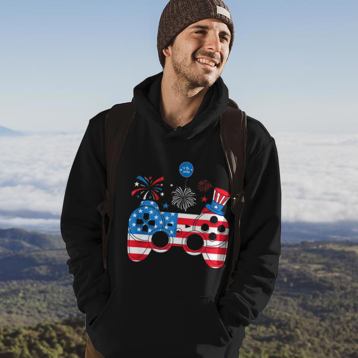 Gamer Video Gaming 4Th Of July Funny Men Boys American Flag Hoodie Lifestyle