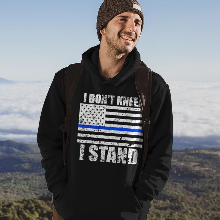 I Dont Kneel I Stand Usa Blue Line Flag Hoodie Lifestyle