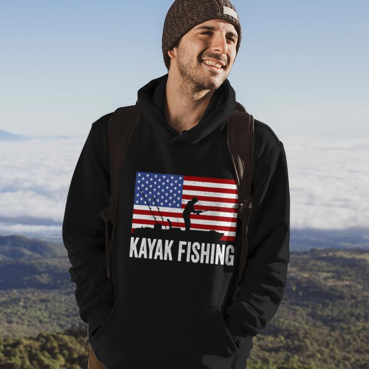 Kayaking Funny American Flag Angler Kayak Fishing Hoodie Lifestyle