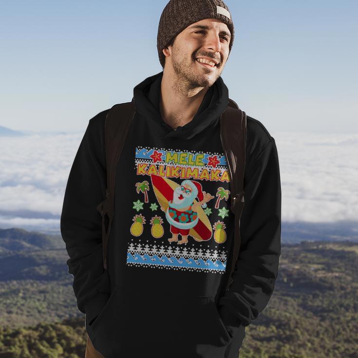 Mele Kalikimaka Santa Ugly Christmas Hawaiian Hoodie Lifestyle