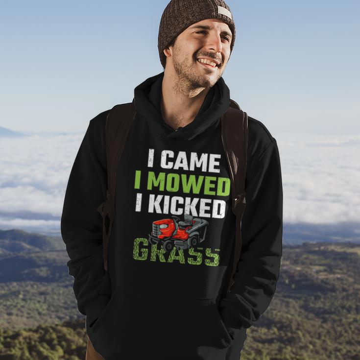 Mens I Came I Mowed I Kicked Grass Funny Lawn Mowing Gardener Hoodie Lifestyle