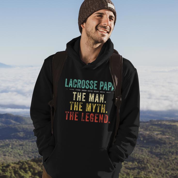 Mens Lacrosse Papa Fathers Day Gift Lacrosse Man Myth Legend Hoodie Lifestyle