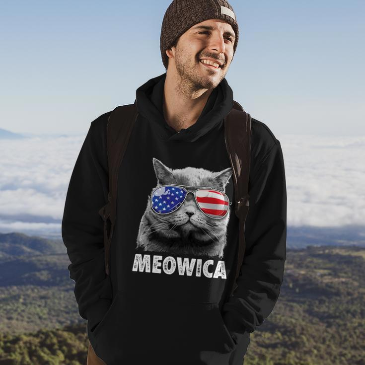 Meowica Cat 4Th Of July Merica Men Women Usa American Flag Hoodie Lifestyle
