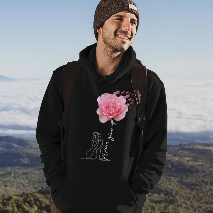 Never Give Up Breast Cancer Rose Tshirt Hoodie Lifestyle