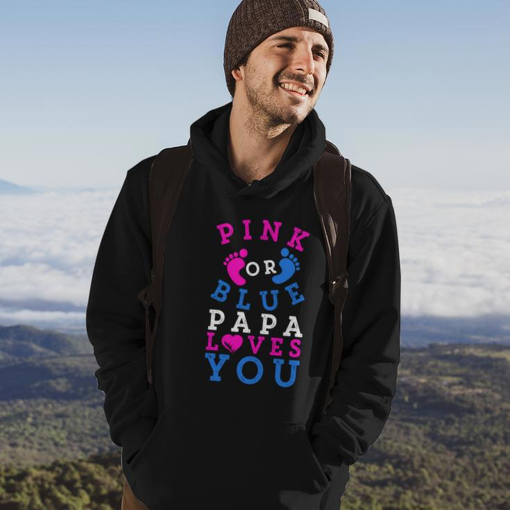 Pink Or Blue Papa Loves You Gift Gender Reveal Great Gift Hoodie Lifestyle
