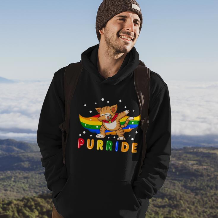 Pride Month Dabbing Purride Cat Gay Pride Lgbt Hoodie Lifestyle